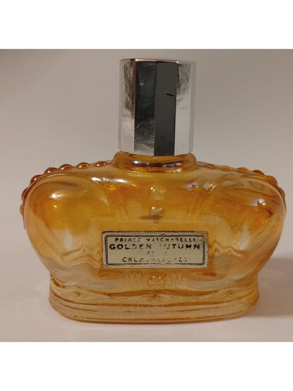 Vintage Prince Matchabelli Golden Autumn Fragrance 1oz EMPTY Carnival Glass